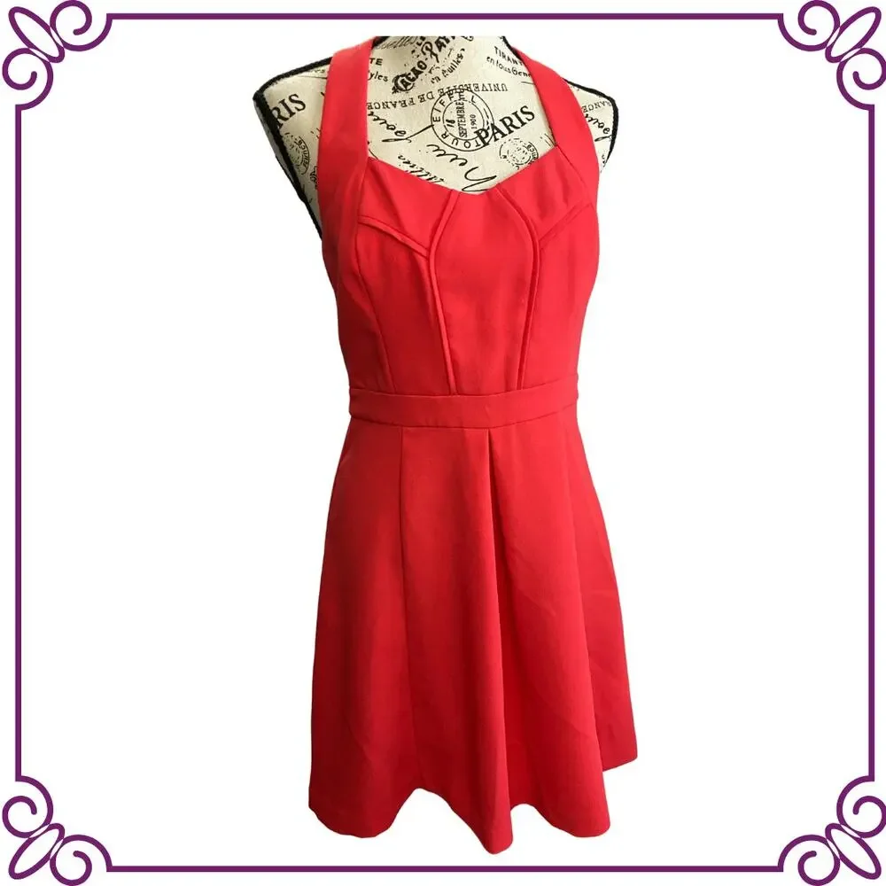 BCBGeneration Bittersweet Halter Fit & Flare Salmon Coral Dress Size 6 - Picture 1 of 10